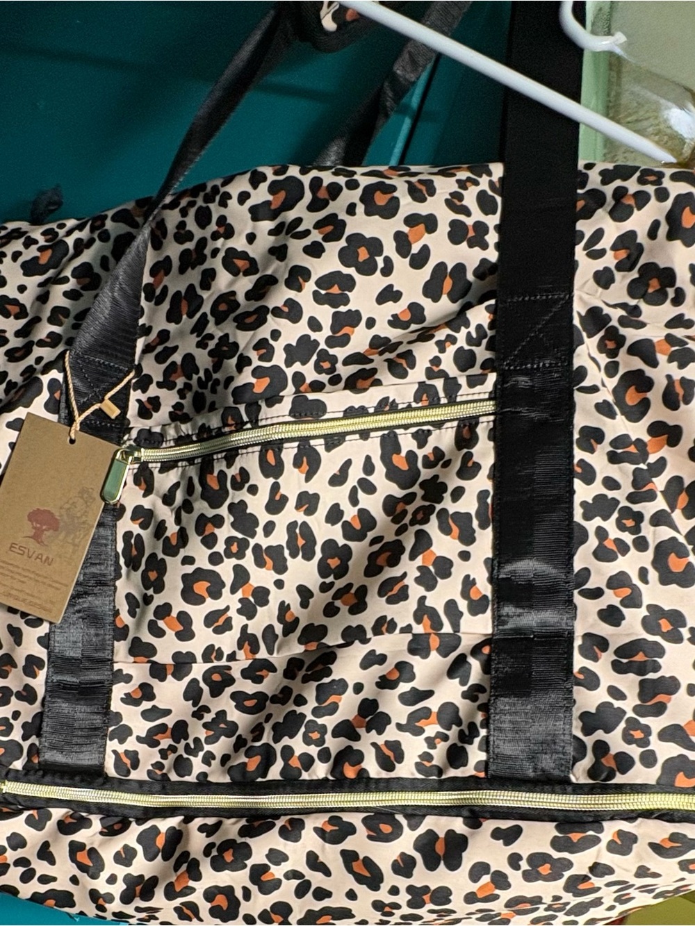 Leopard Print Tote Bag in Cream and Black